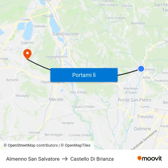 Almenno San Salvatore to Castello Di Brianza map