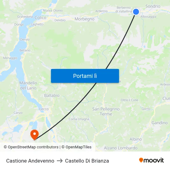 Castione Andevenno to Castello Di Brianza map