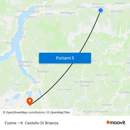 Fusine to Castello Di Brianza map