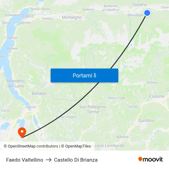 Faedo Valtellino to Castello Di Brianza map