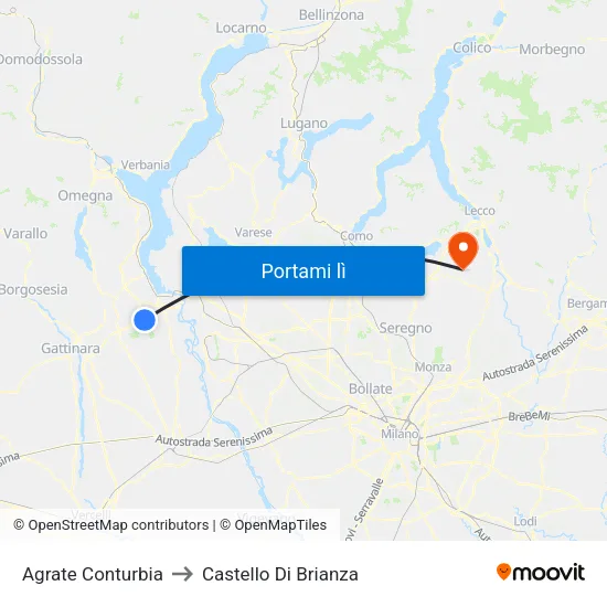 Agrate Conturbia to Castello Di Brianza map