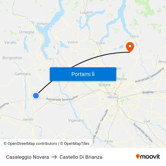 Casaleggio Novara to Castello Di Brianza map