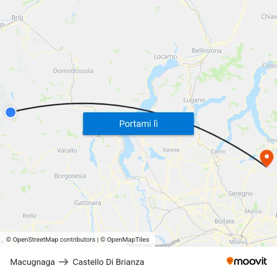 Macugnaga to Castello Di Brianza map