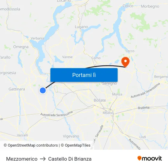 Mezzomerico to Castello Di Brianza map