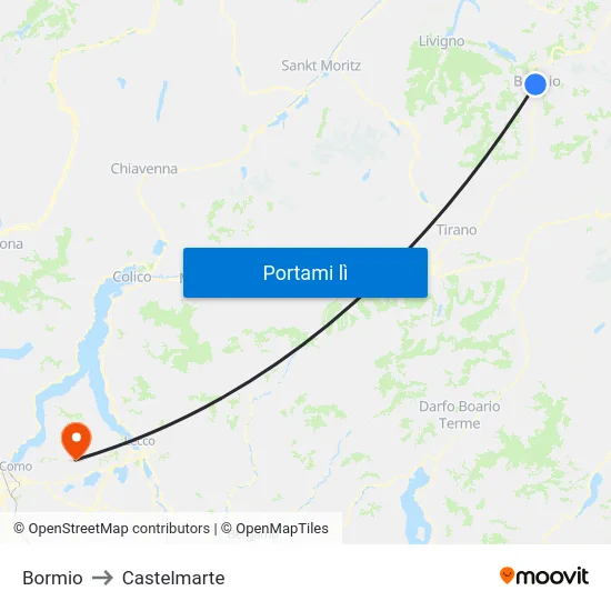 Bormio to Castelmarte map