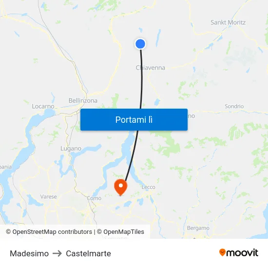 Madesimo to Castelmarte map