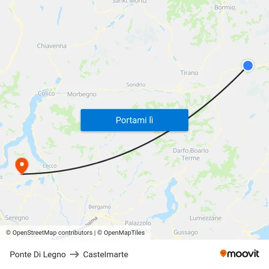 Ponte Di Legno to Castelmarte map