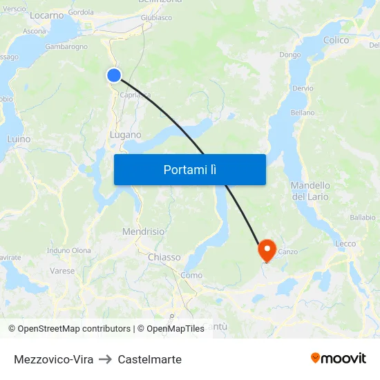 Mezzovico-Vira to Castelmarte map