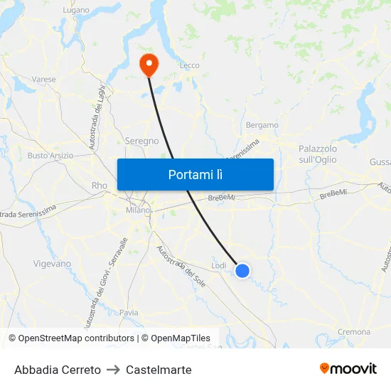 Abbadia Cerreto to Castelmarte map