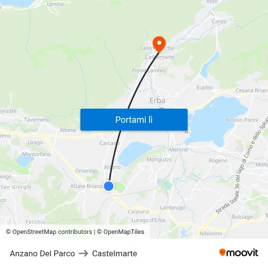 Anzano Del Parco to Castelmarte map