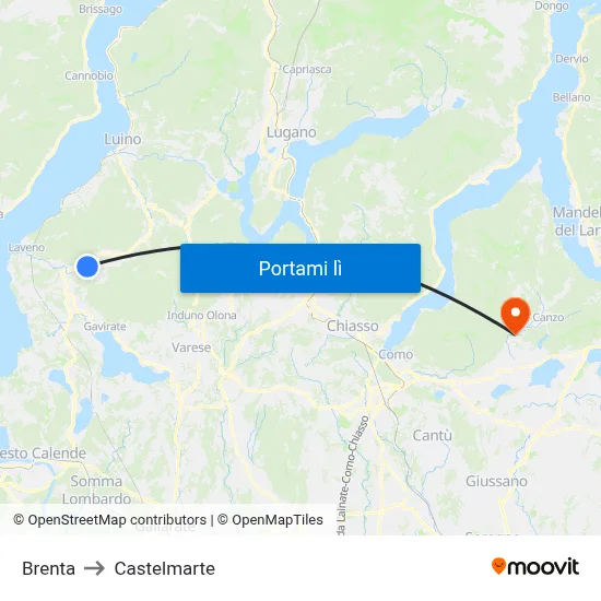 Brenta to Castelmarte map