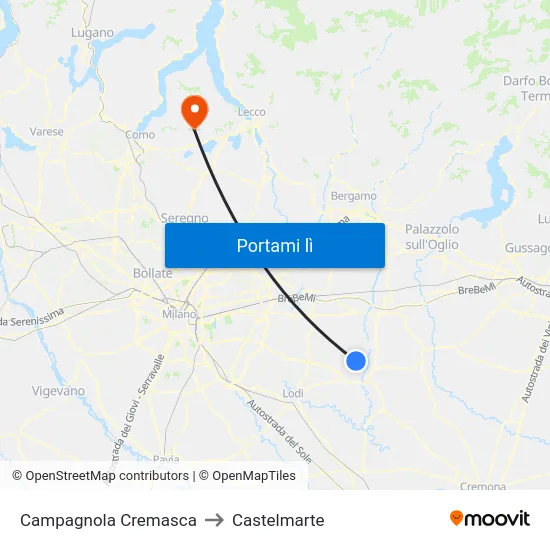 Campagnola Cremasca to Castelmarte map