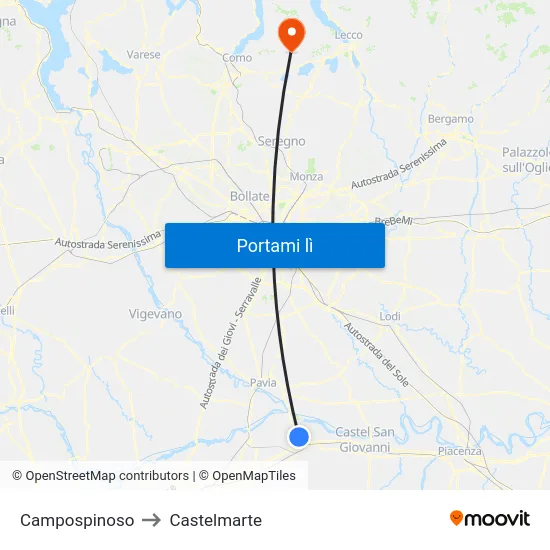 Campospinoso to Castelmarte map