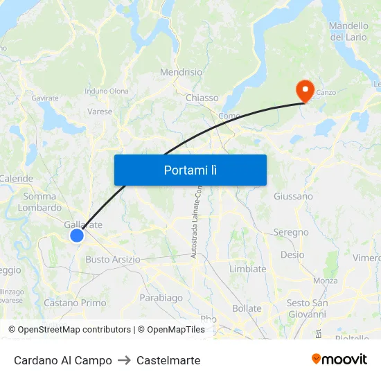 Cardano Al Campo to Castelmarte map