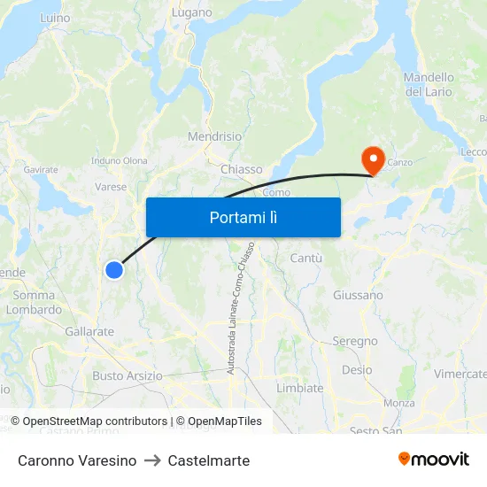 Caronno Varesino to Castelmarte map