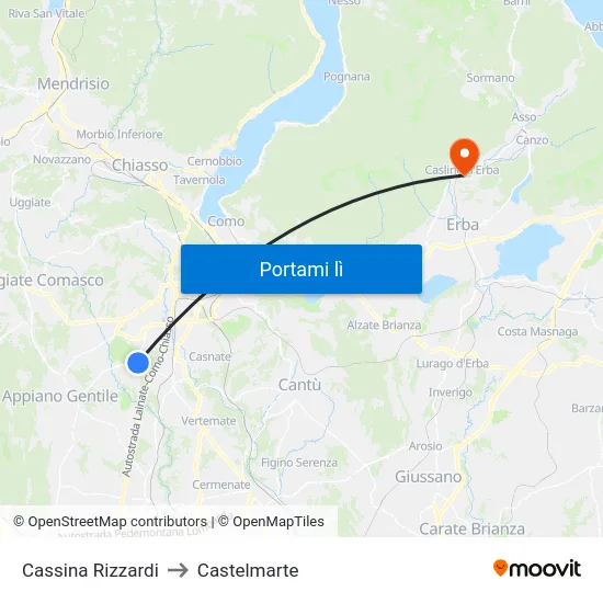 Cassina Rizzardi to Castelmarte map
