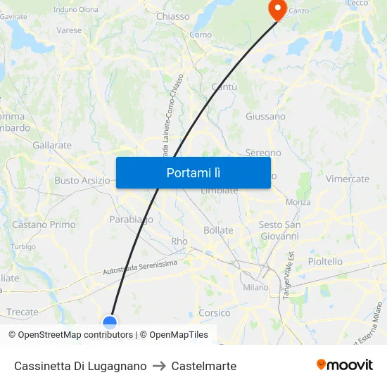 Cassinetta Di Lugagnano to Castelmarte map