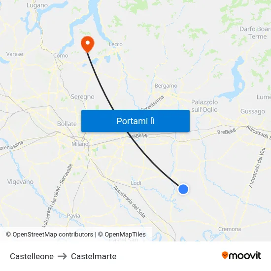 Castelleone to Castelmarte map
