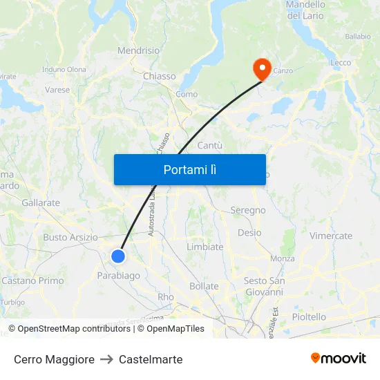 Cerro Maggiore to Castelmarte map