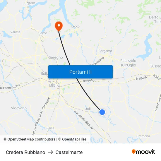 Credera Rubbiano to Castelmarte map