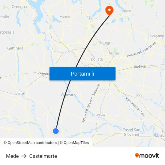 Mede to Castelmarte map