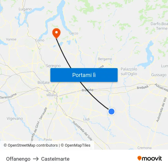 Offanengo to Castelmarte map