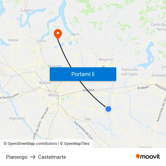 Pianengo to Castelmarte map