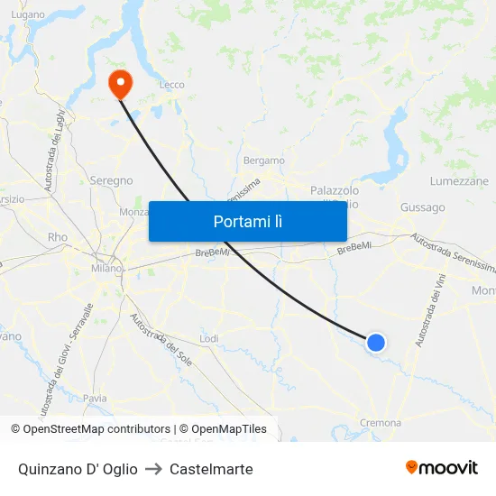 Quinzano D' Oglio to Castelmarte map