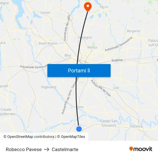 Robecco Pavese to Castelmarte map