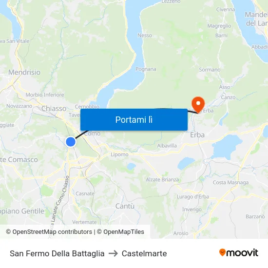 San Fermo Della Battaglia to Castelmarte map