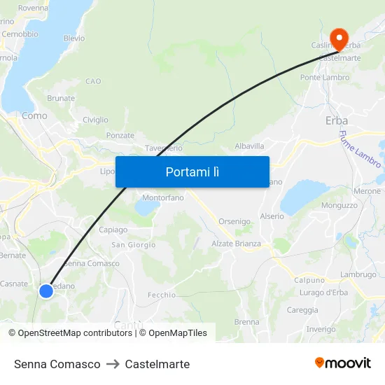 Senna Comasco to Castelmarte map
