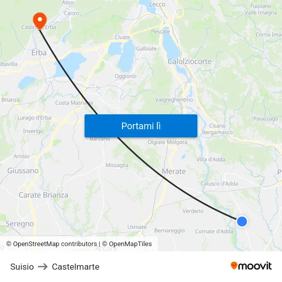 Suisio to Castelmarte map