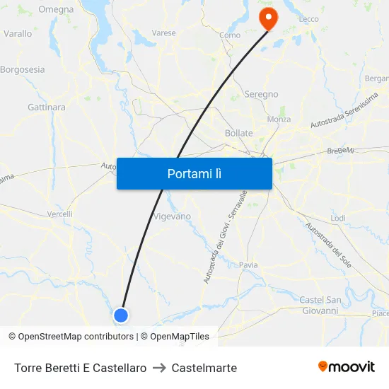 Torre Beretti E Castellaro to Castelmarte map