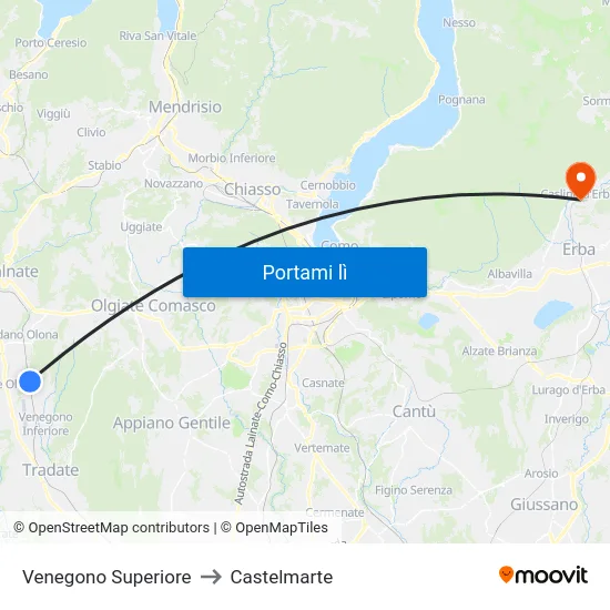Venegono Superiore to Castelmarte map