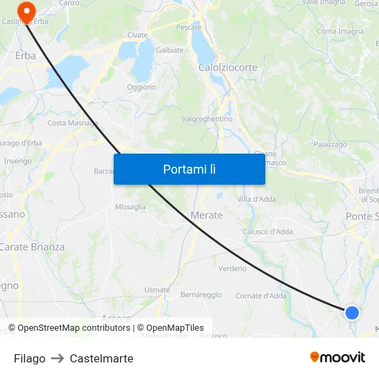 Filago to Castelmarte map