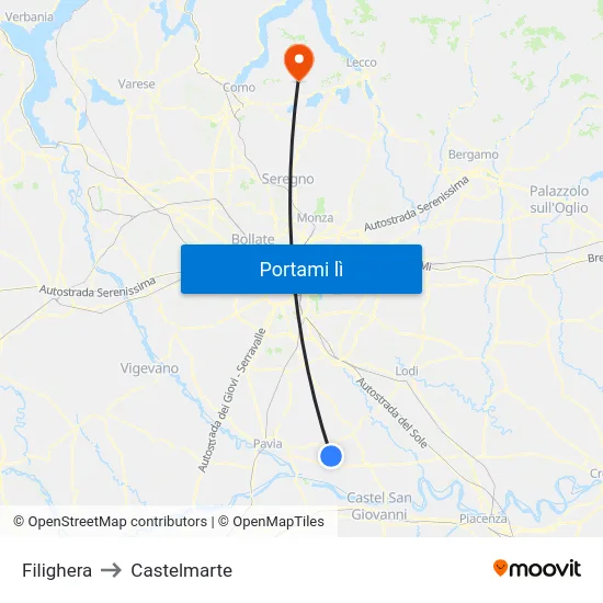 Filighera to Castelmarte map