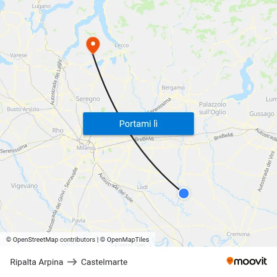Ripalta Arpina to Castelmarte map