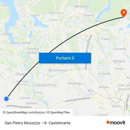 San Pietro Mosezzo to Castelmarte map