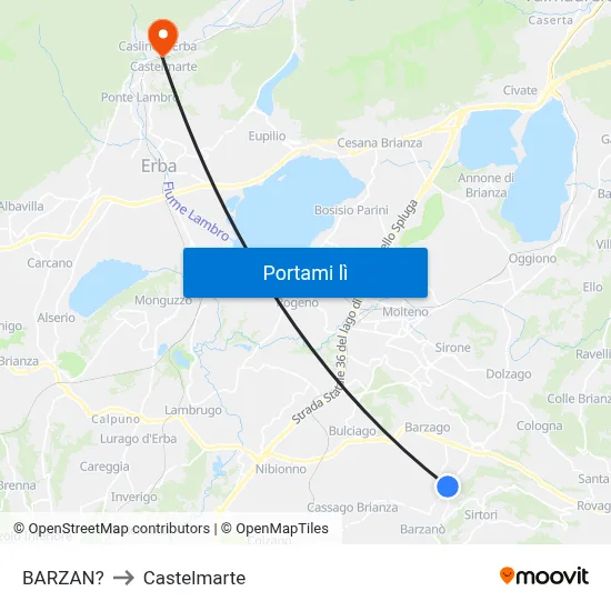BARZAN? to Castelmarte map