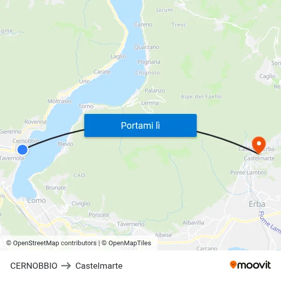 CERNOBBIO to Castelmarte map