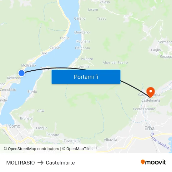 MOLTRASIO to Castelmarte map