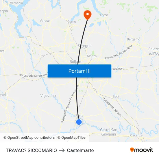 TRAVAC? SICCOMARIO to Castelmarte map