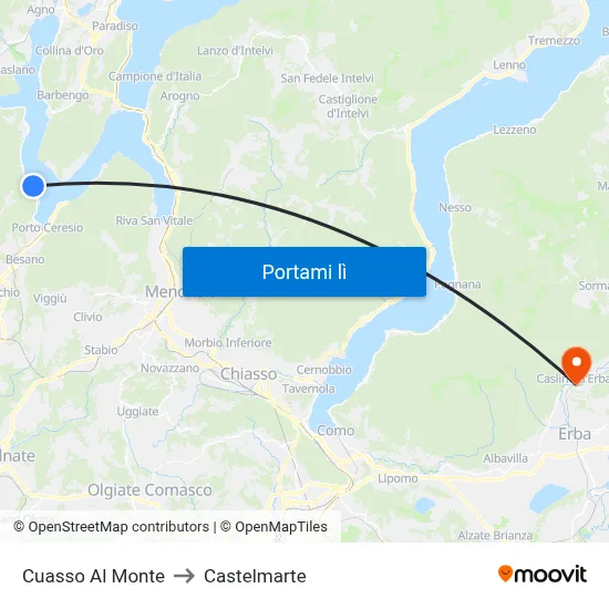 Cuasso Al Monte to Castelmarte map