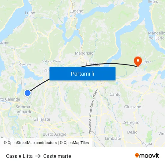 Casale Litta to Castelmarte map