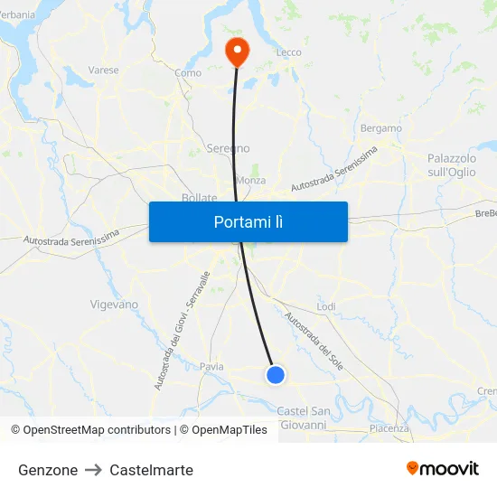 Genzone to Castelmarte map