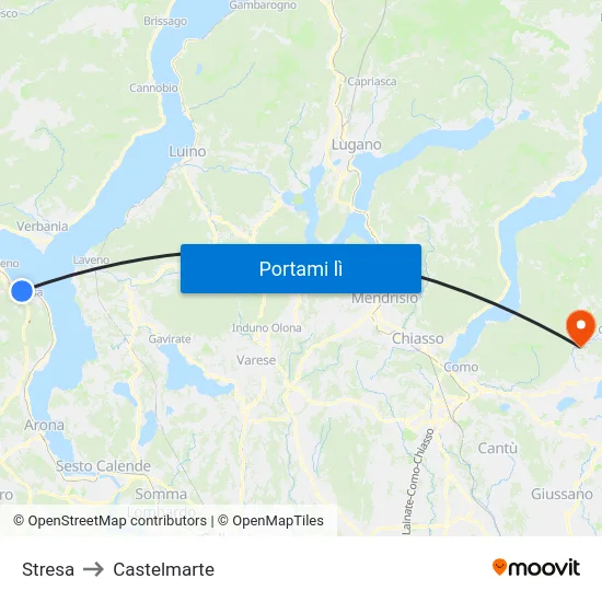 Stresa to Castelmarte map