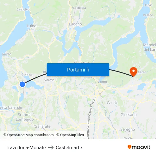 Travedona-Monate to Castelmarte map