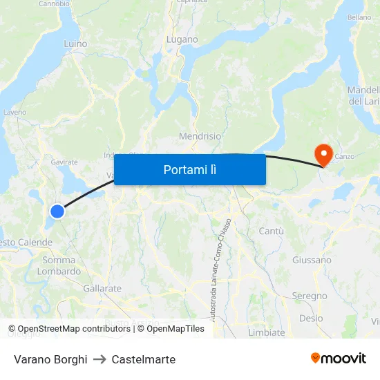 Varano Borghi to Castelmarte map