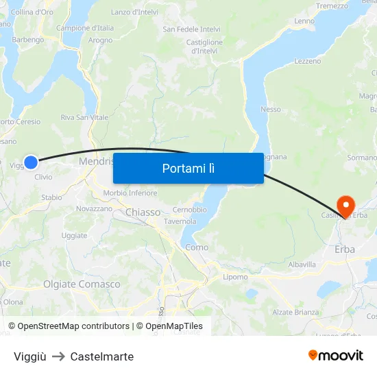 Viggiù to Castelmarte map