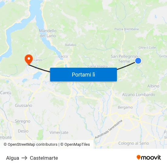 Algua to Castelmarte map